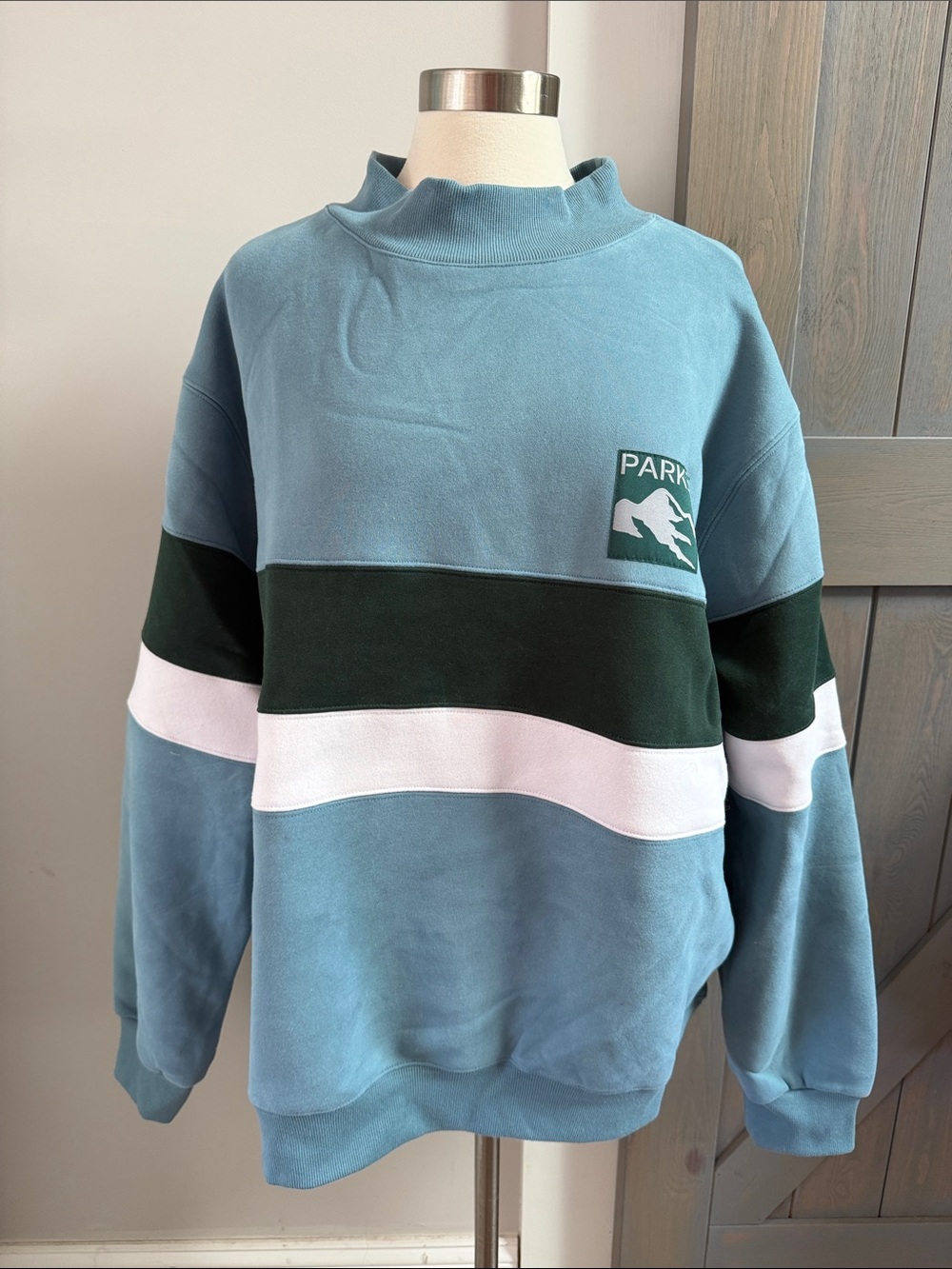 Parke Vintage Stripe Mockneck Fleece Glacier Size XXL